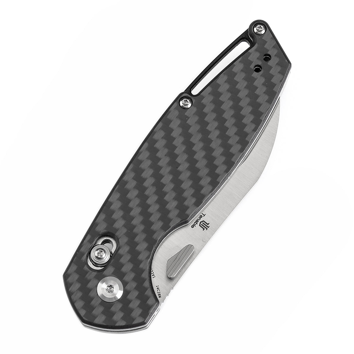 Tenable Model 6 Cross Bar Lock | Twill Carbon Fiber Handle | 3.1" Satin 14C28N Blade | Nick Swan Design--T1022V1