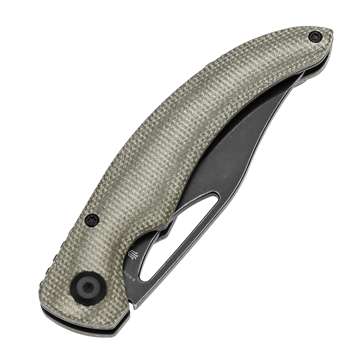 Tenable Gideon Folding Knife - 3.5'' Blackwash Nitro V Blade -Green Micarta Handle - Dead Sober Design - T1119A6