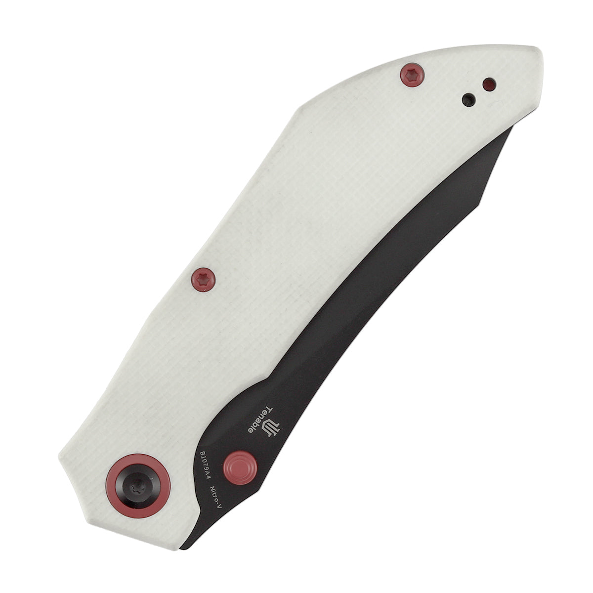 Tenable Tipper Folding Knife | 3.39'' Blackwash Nitro V Blade | White G10 Handle | Edgy Bladeworks Design | B1079A4