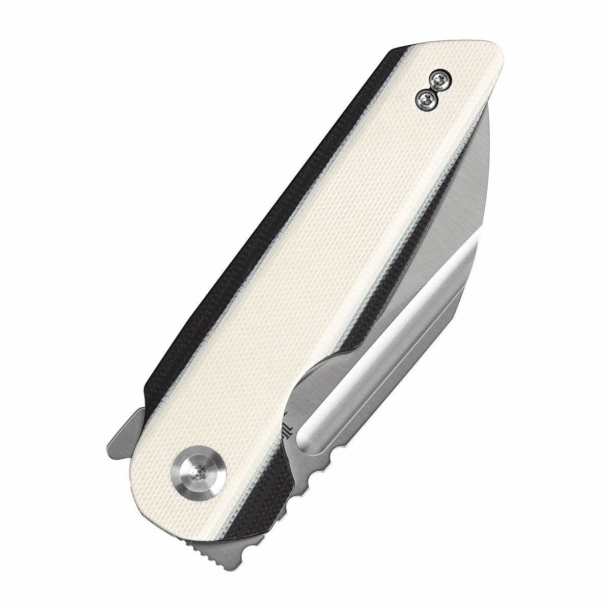 Tenable Rafe L Folding Knife Ivory White and Black G10 Handle (3.19" Satin 14C28N Blade) 4T5 Design--T1048A4