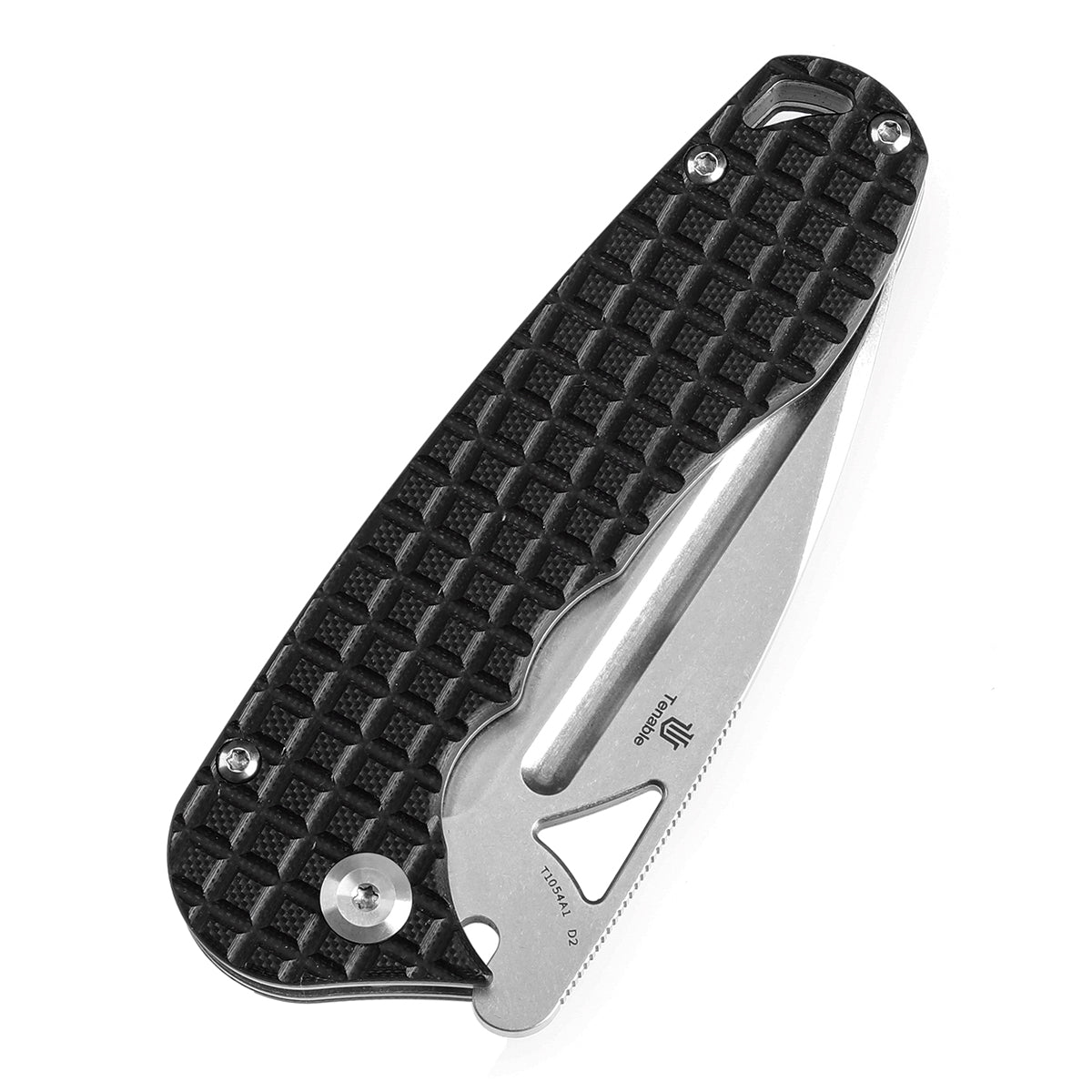 Pre-order: Ships on the Nov. 21st - Tenable Bömbur Folding Knife Black G10 with Frag Pattern Handle (3.53'' Stonewashed D2 Blade) Midgards Messer Design--T1054A1