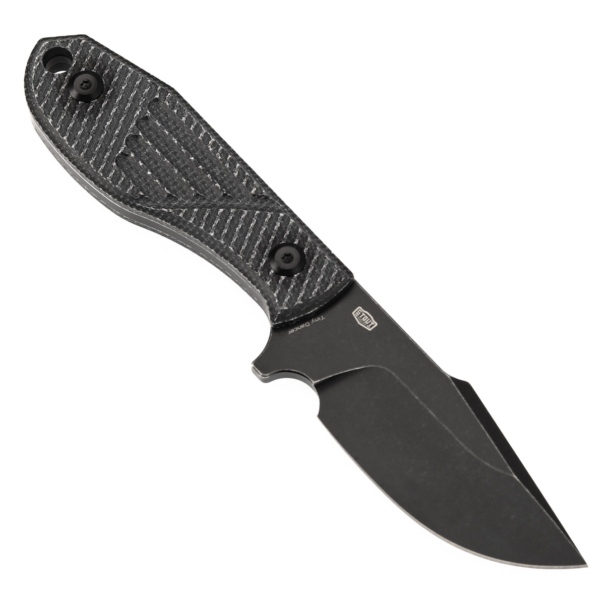 Tenable Tiny Dancer Fixed Blade – Black Micarta Handle – 3.17" Blackwash D2 Blade – JB Stout Design – G014A4
