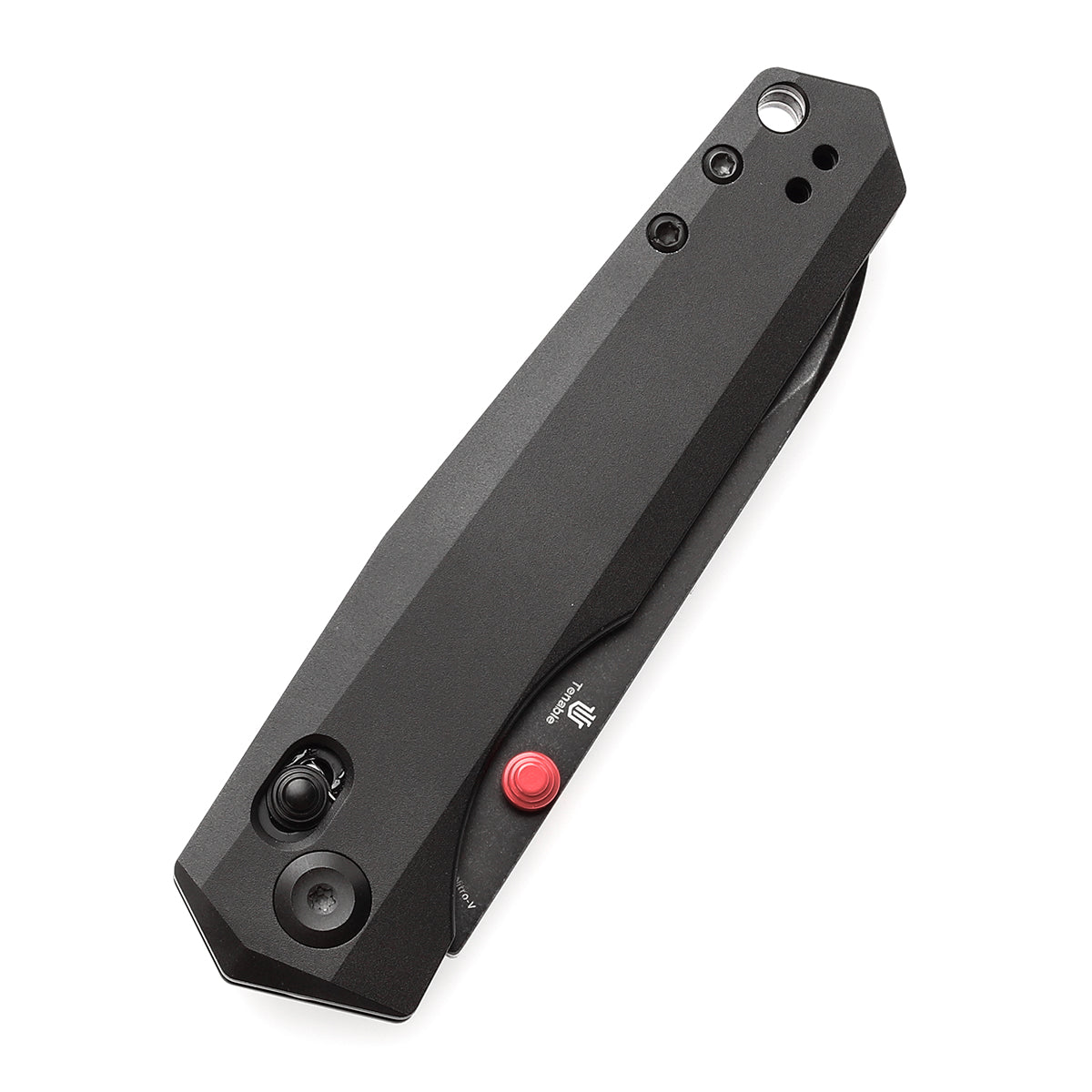 Tenable Beaver Cross Bar Lock Folding Knife Black Anodized Aluminum Handle (3.44'' Blackwash Nitro-V Blade) Kim Ning Design-T1105V5