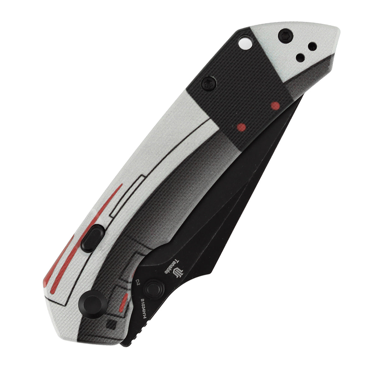 WMK Exclusive | Tenable Fenrir Top Liner Lock Folding Knife| 3.4" Blackwash D2 Blade | Jade G10 with Nostalgic Gaming Console Theme Handle | Sparrow Knife Design | B1034H14