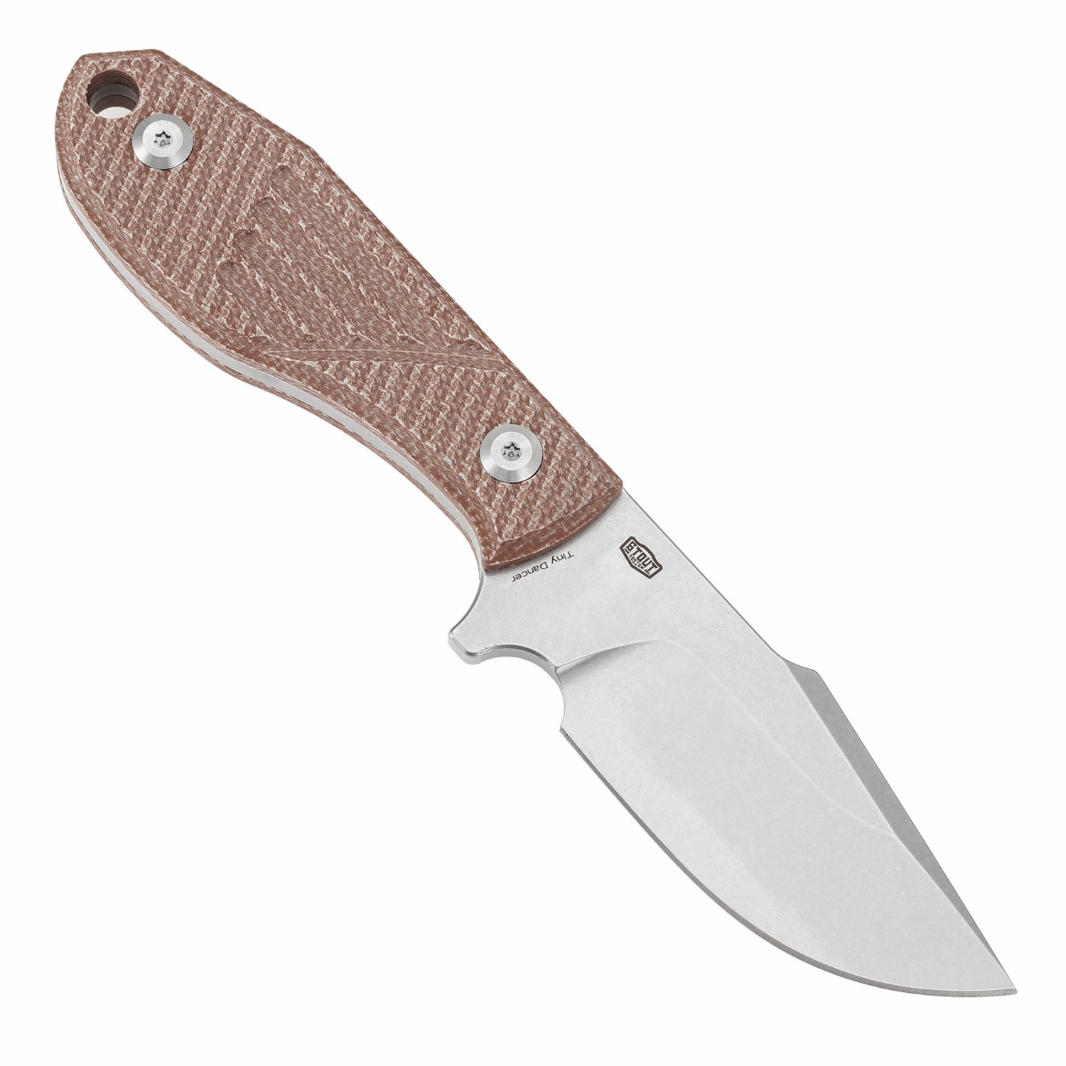 Tenable Tiny Dancer Fixed Blade –Brown Micarta Handle – 3.17" Stonewashed D2 Blade – JB Stout Design – G014A5