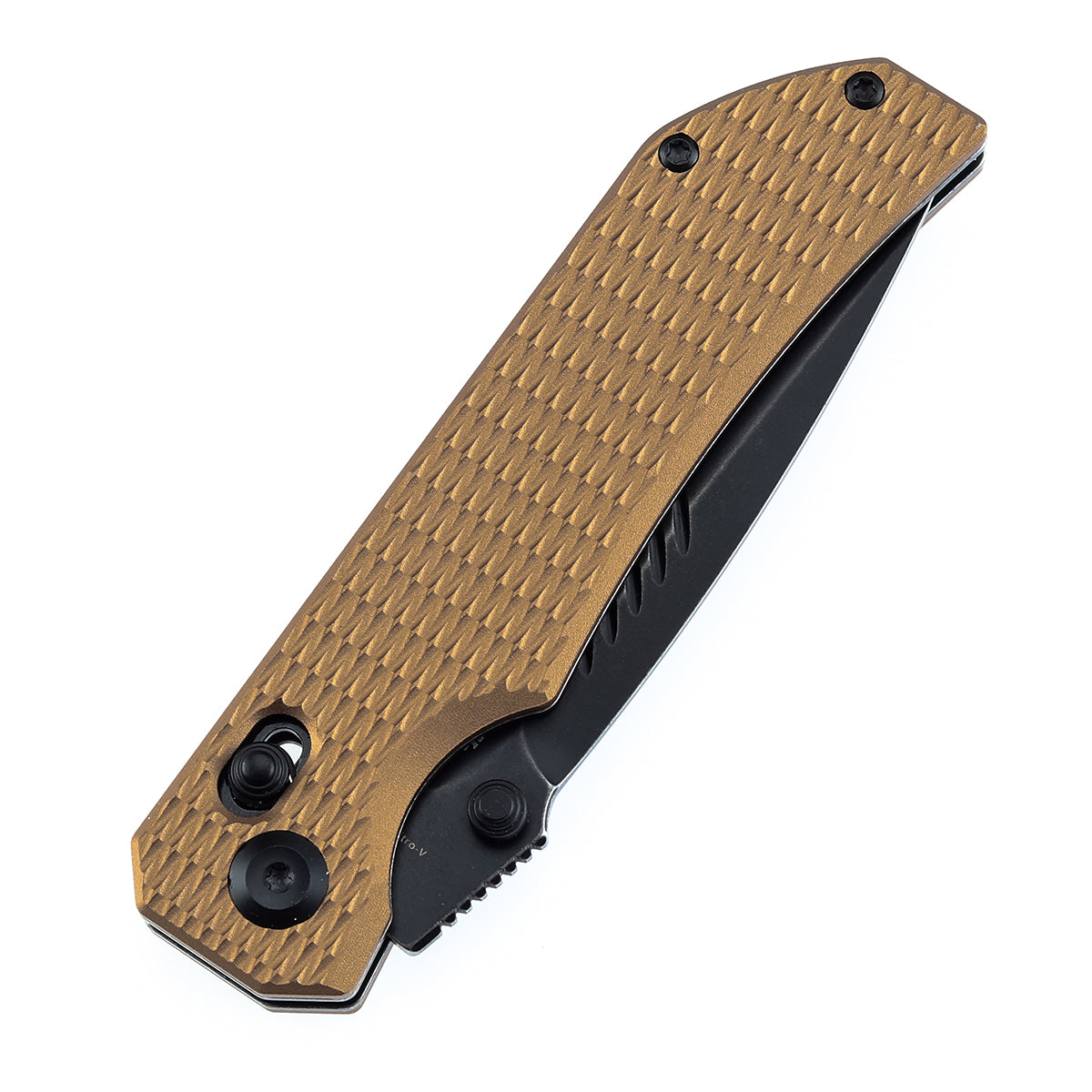 Tenable Eaglestrike | Cross Bar Lock | 3.73'' Black Stonewashed Nitro V Blade |Bronze Anodized Aluminum with Diamond Pattern Handle | James Lowe Design-B1095V5