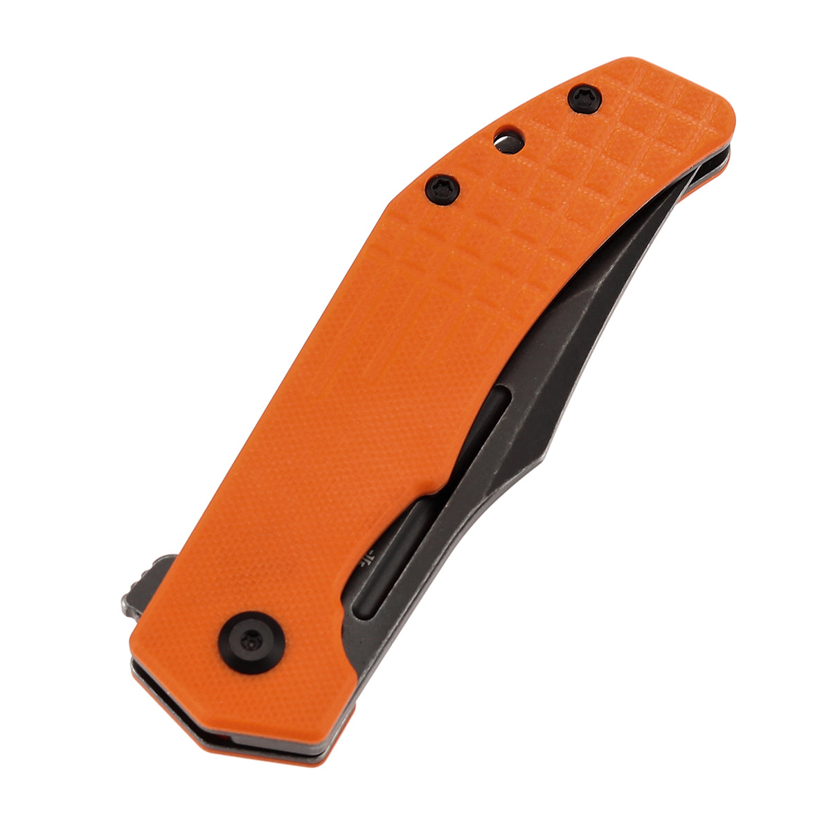Tenable Orion Liner Lock | Orange G10 with Frag Pattern | 3.07" Blackwashed 14C28N | JB Stout Design | B1089A5