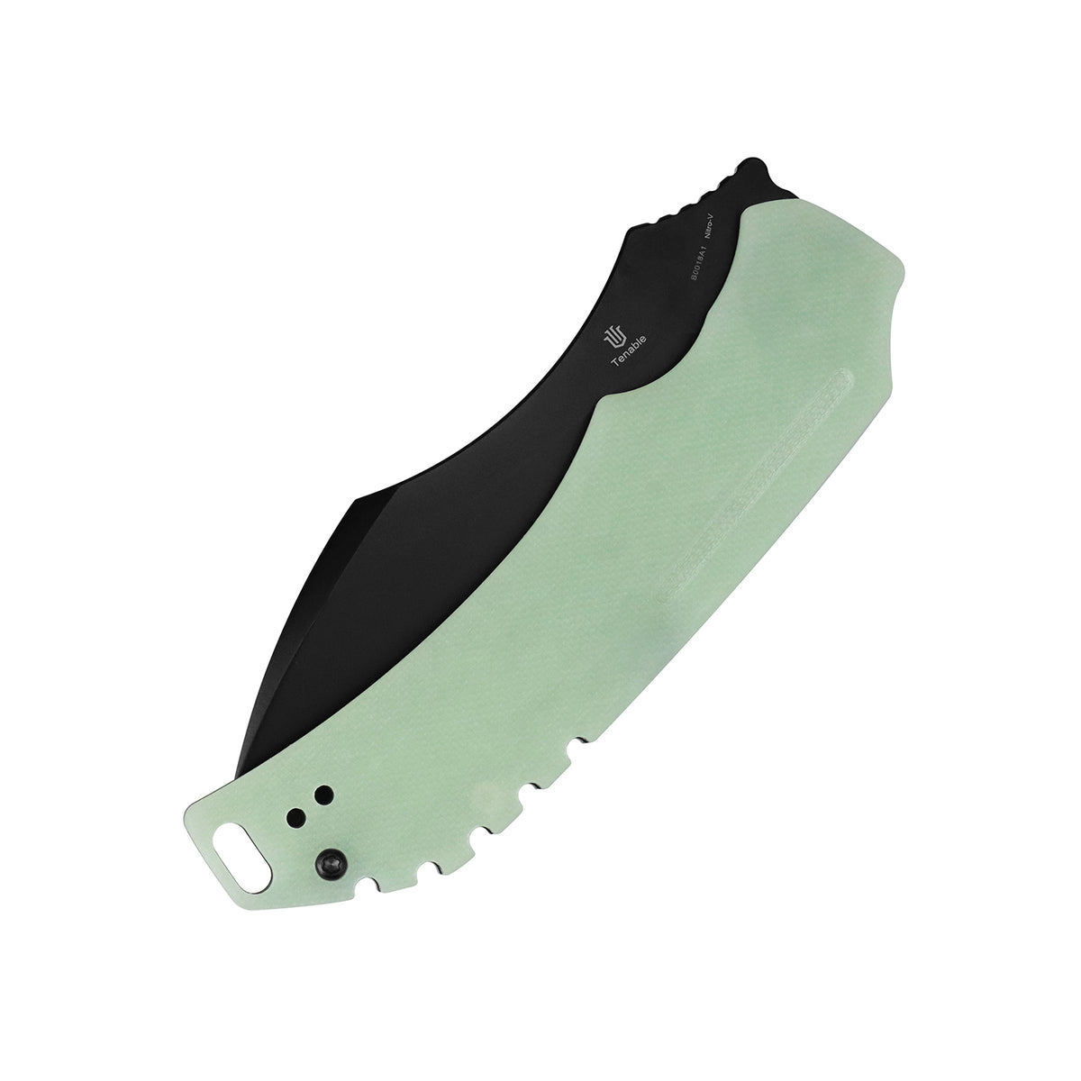 Tenable Pelican XL Folding knife | 3.5" Black TiCn Coated Nitro V Blade | Glow-in-the-Dark Green G10 Handle | Kmaxrom Design Design - B0018A1