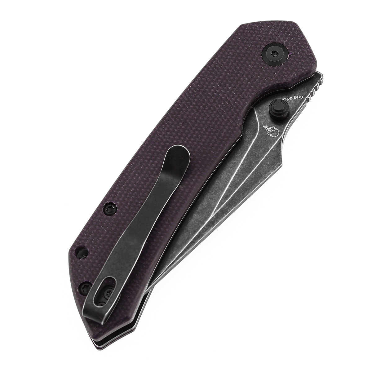 Available on TikTok - Tenable Fenrir Top Liner Lock Folding Knife| Purple Micarta | 3.48“ Blackwashed Nitro-V Blade | Sparrow Knife Design | B1034H1