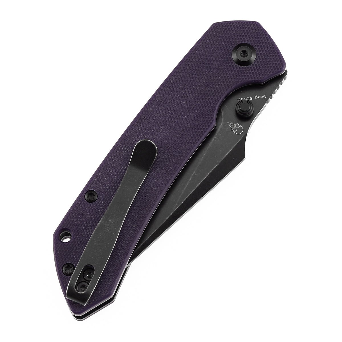 Tenable Fenrir Button Lock Knife | Purple G10 Handle | 3.45" blackwashed 14C28N | Sparrow Knife Design | T1034F10