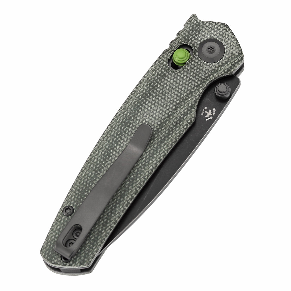 Tenable Raven Cross Bar Lock Folding Knife | 3.14" Blackwash 14C28N Blade | Green Micarta Handle | Black Bird Blades Design- T2109V5