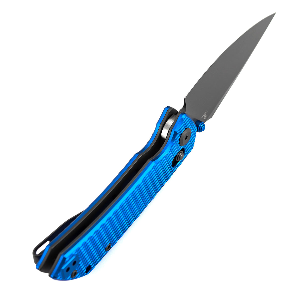Tenable Fenrir Cross Bar Lock Folding Knife| 3.48'' Gray TiCn Coated Nitro V Blade | Blue Anodized Aluminum with Diamond Pattern Handle | Sparrow Knife Design| T1034V15