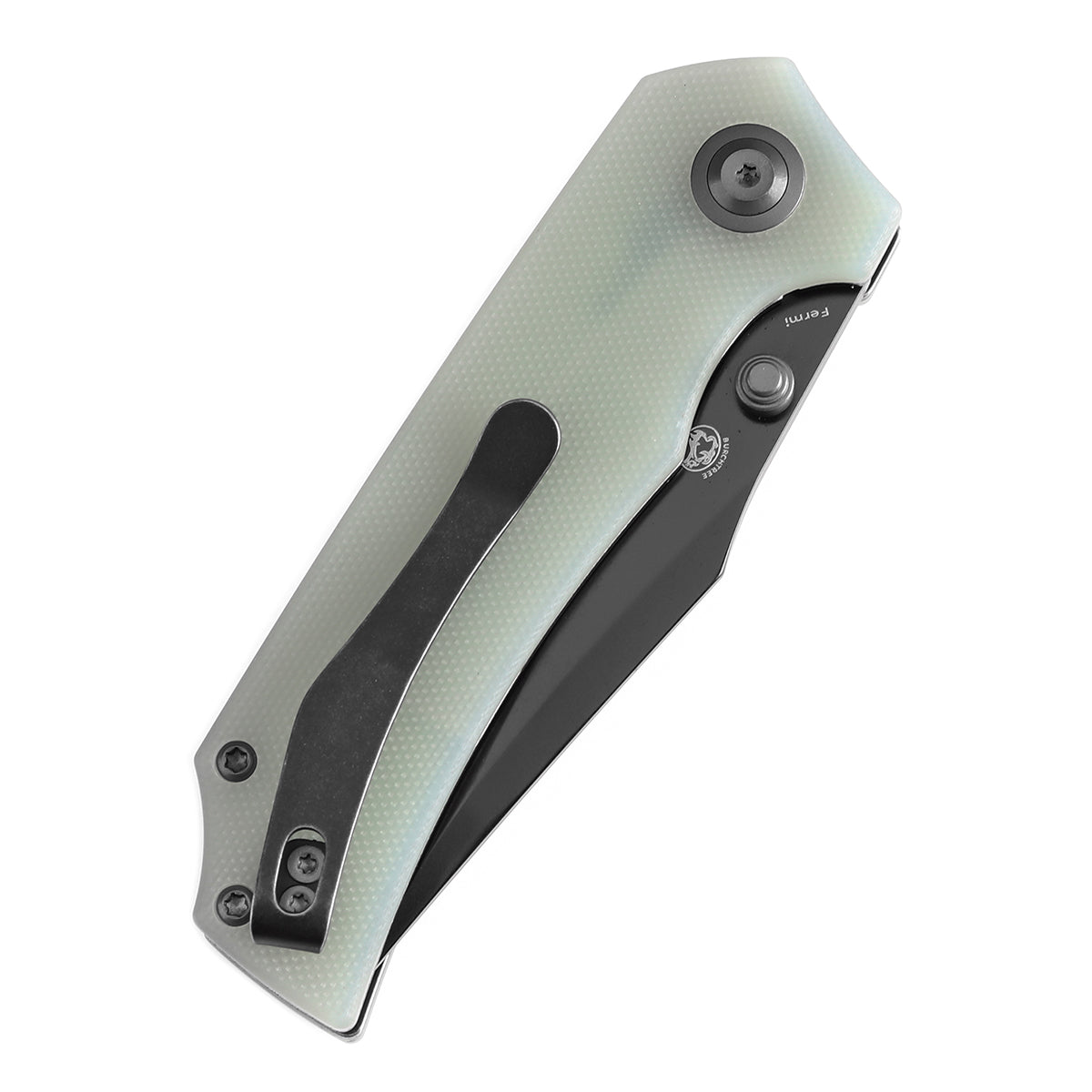 Tenable Fermi Folding Knife Jade G10 Handle (3.11'' Black TiCn Coated 14C28N Blade) Burchtree Designs-T1122A2