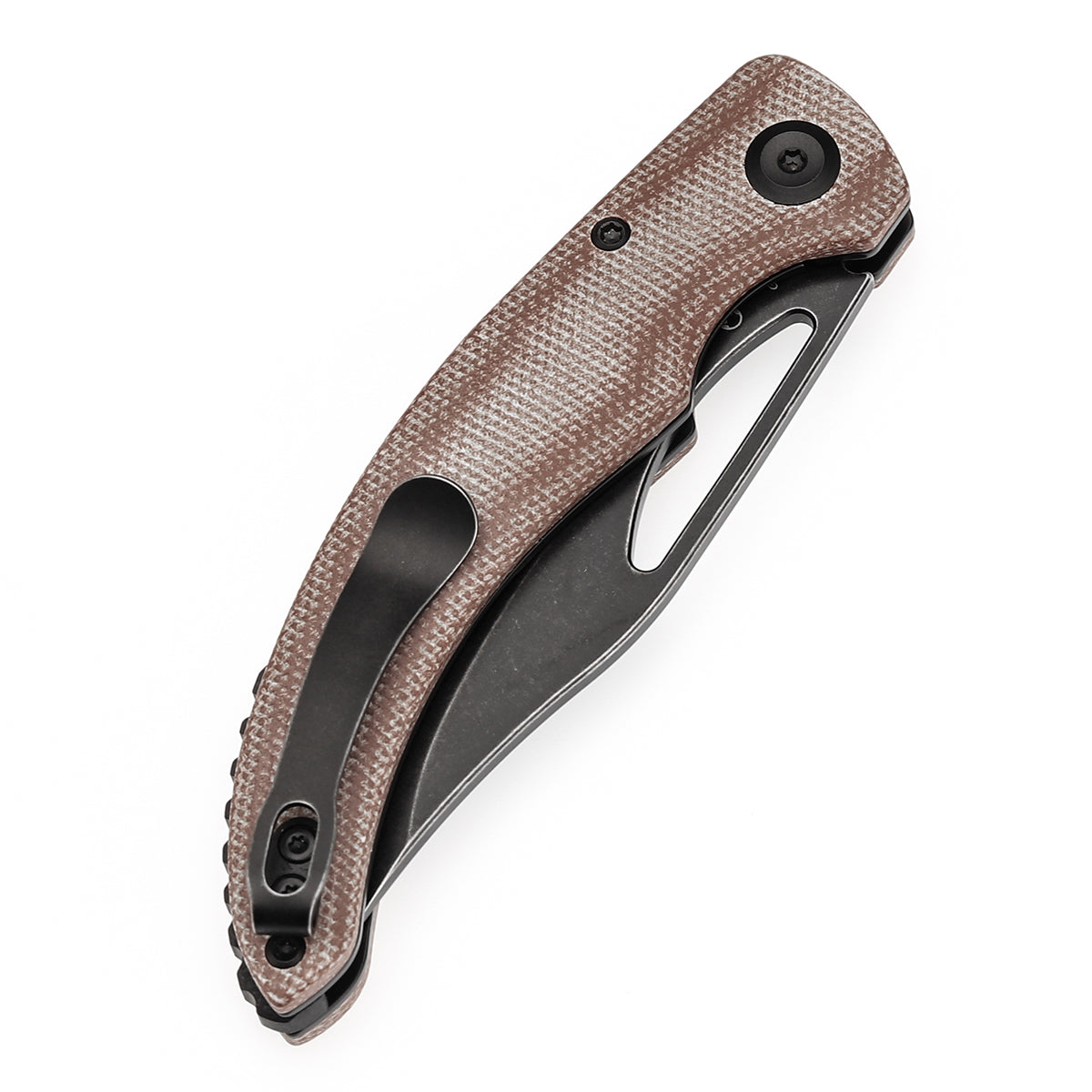 Tenable Gideon Folding Knife - 3.5'' Blackwash Nitro-V Point Blade - Brown Micarta Handle - Dead Sober Design - T1119A2