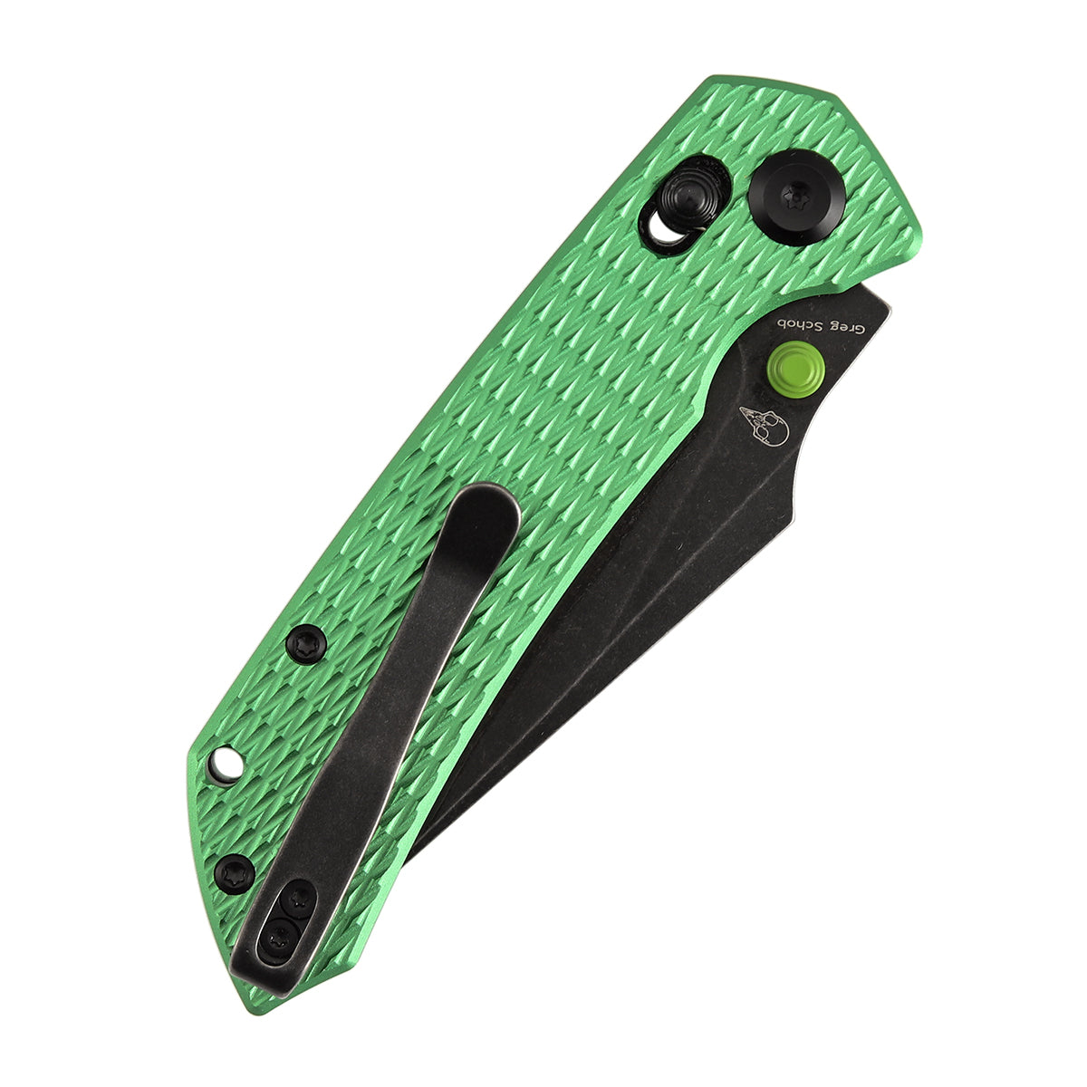 Fenrir Cross Bar Lock Folding Knife| 3.48'' Blackwash Nitro-V Blade | Green Anodized Aluminum with Diamond Patter Handle | Sparrow Knife Design| T1034V16