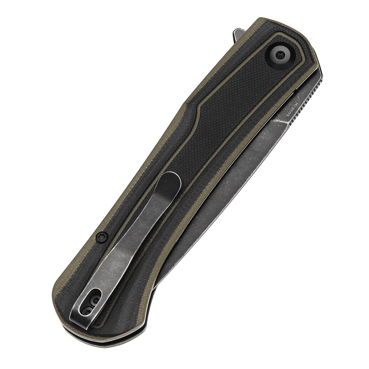 Tenable Kratos Folding Knife Black and Green G10 Handle(3.79" Blackwash Nitro-V Blade) Ostap Hel Design-T1024A4
