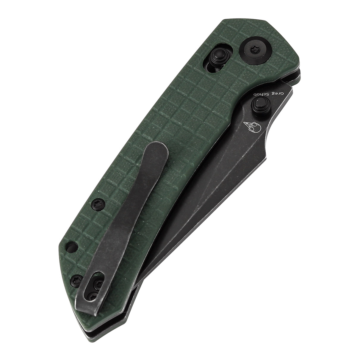 Tenable Fenrir Cross Bar Lock Folding Knife| Green G10 with Frag Pattern | 3.48" Blackwashed Nitro-V Blade | Sparrow Knife Design | T1034V12