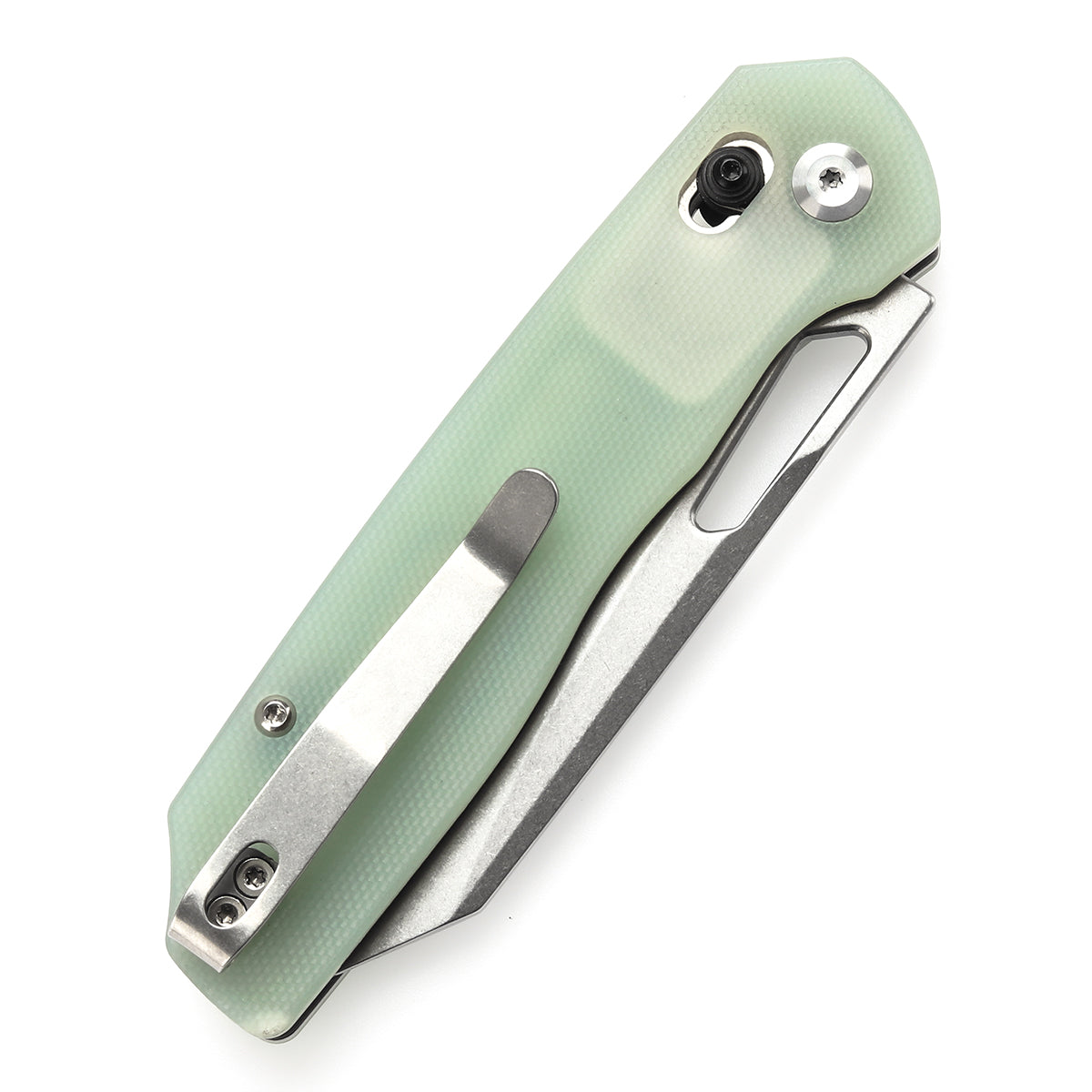 Tenable Shard Cross Bar Lock Jade G10 Handle (3.47'' Stonewashed 14C28N Blade) Kim Ning Design-T1006V6