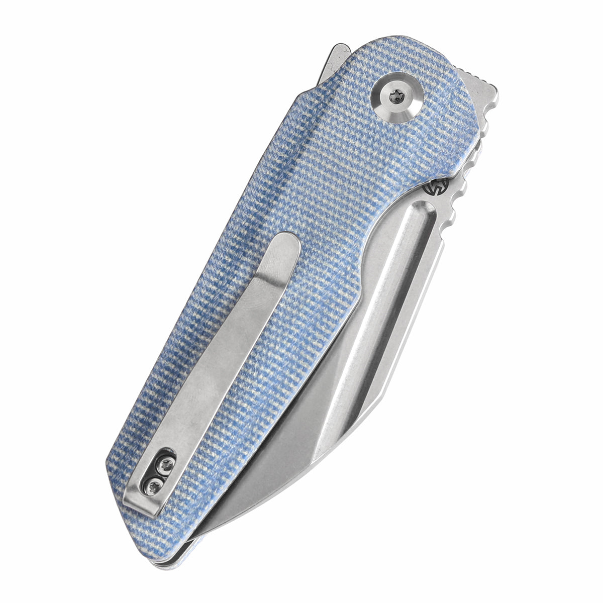 Tenable Rafe L Folding Knife Blue Micarta Handle (3.19" Stonewashed 14C28N Blade) 4T5 Design--T1048A3