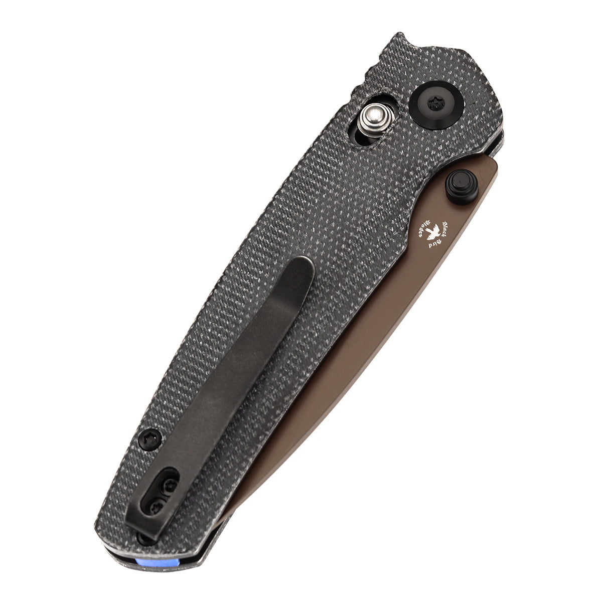 Tenable Raven Cross Bar Lock Folding Knife | 3.14" Rose Gold Coated 14C28N Blade| Black Micarta Handle | Black Bird Blades Design - T2109V6