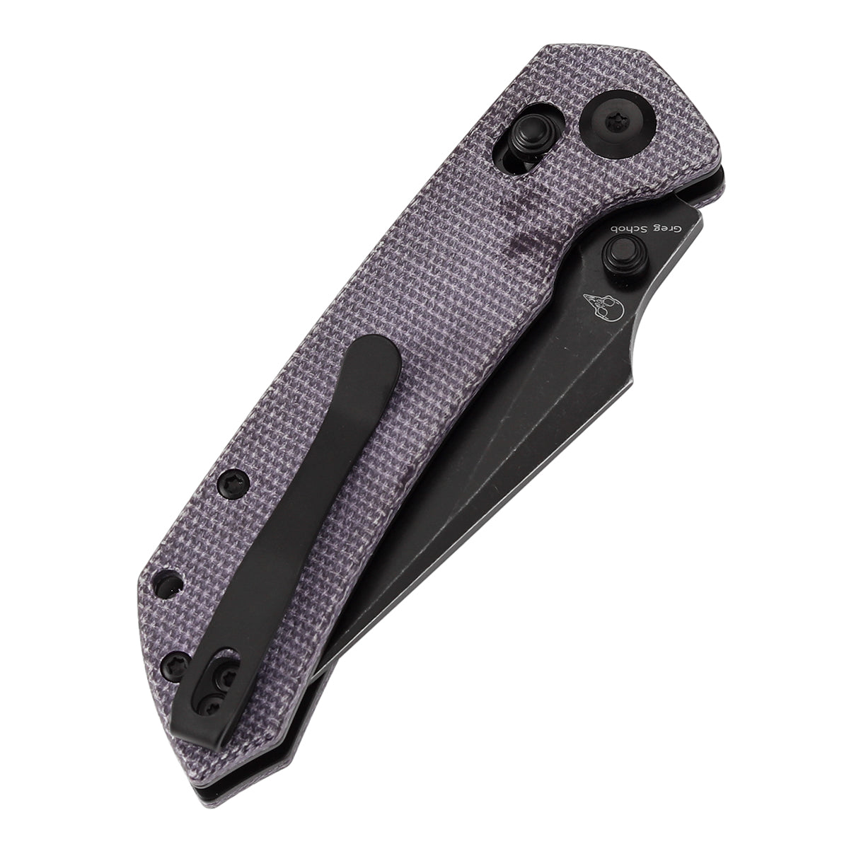 Tenable Fenrir Cross Bar Lock Folding Knife| Purple Micarta | 3.48" Blackwashed Nitro-V Blade | Sparrow Knife Design | T1034V4