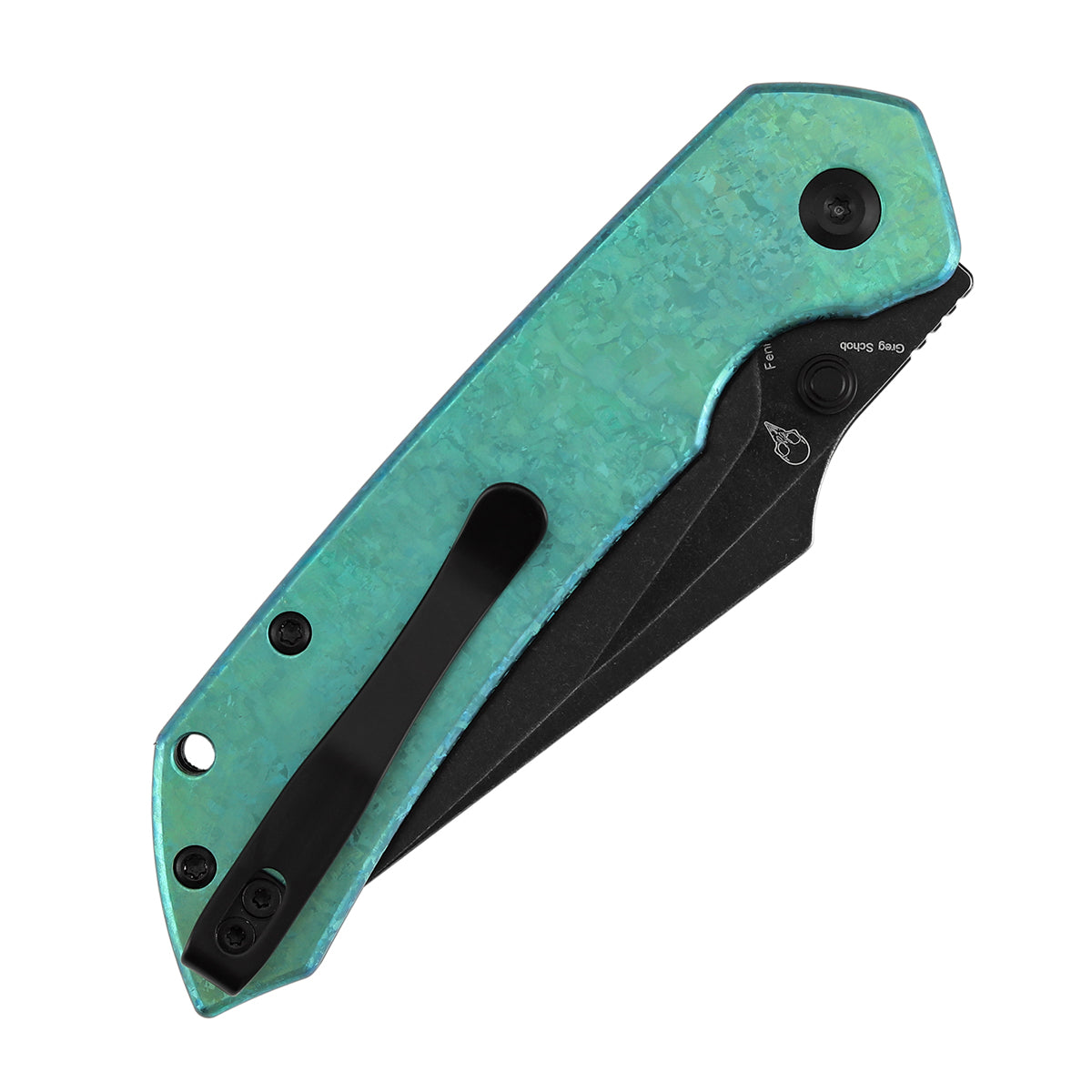Tenable Fenrir Top Liner Lock Folding Knife | 3.4" Blackwash Nitro-V Blade | Green Anodized Crystallized Titanium Handle | Sparrow Knife Design - B1034H20