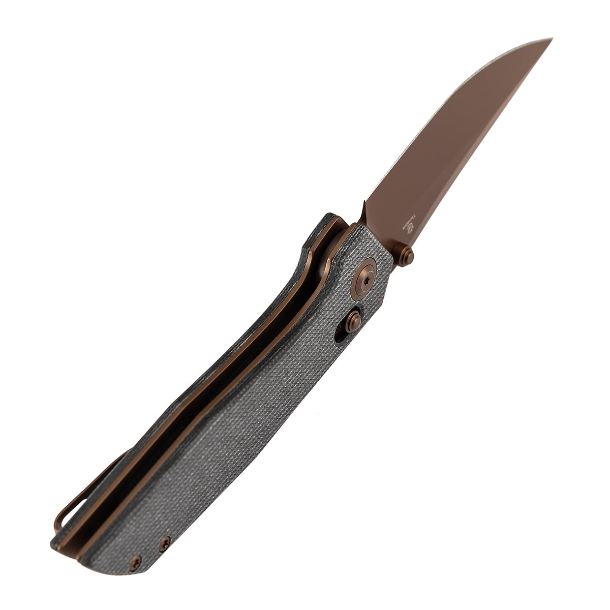 Tenable Deadite Cross Bar Lock Knife | 3.52" Rose Gold 14C28N Blade | Black Micarta Handle | TuffKnives Design - B1081V3
