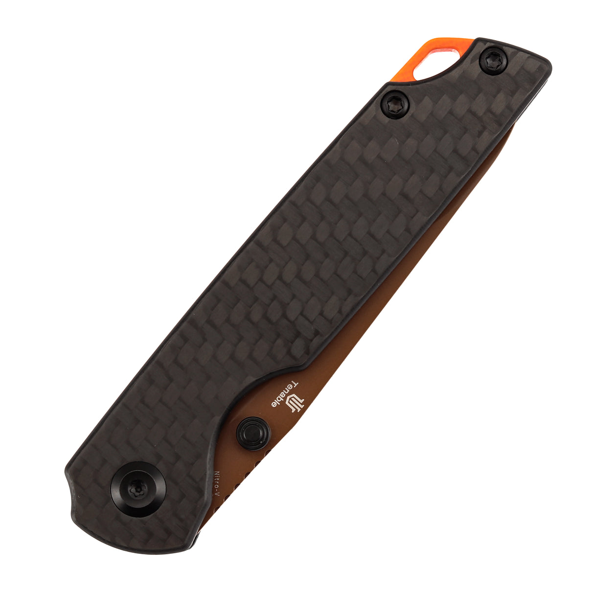 Tenable Mini Warrior Liner Lock Knife | 2.9" Rose Gold Nitro-V Blade | Twill Carbon Fiber & G10 Handle | Kim Ning Design - B2005A4