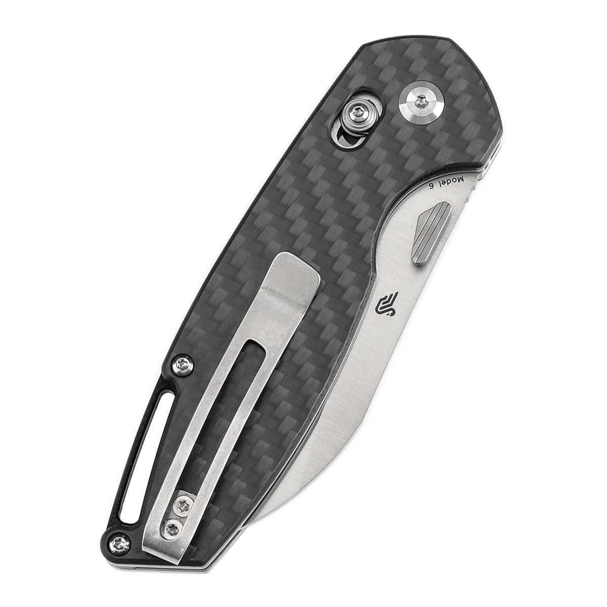 Tenable Model 6 Cross Bar Lock | Twill Carbon Fiber Handle | 3.1" Satin 14C28N Blade | Nick Swan Design--T1022V1