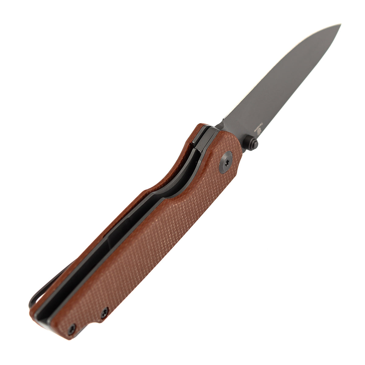 Tenable Mini Warrior Liner Lock Knife | 2.9" Gray TiCn Coated Nitro-V Blade | Brown Micarta Handle | Kim Ning Design - B2005A3
