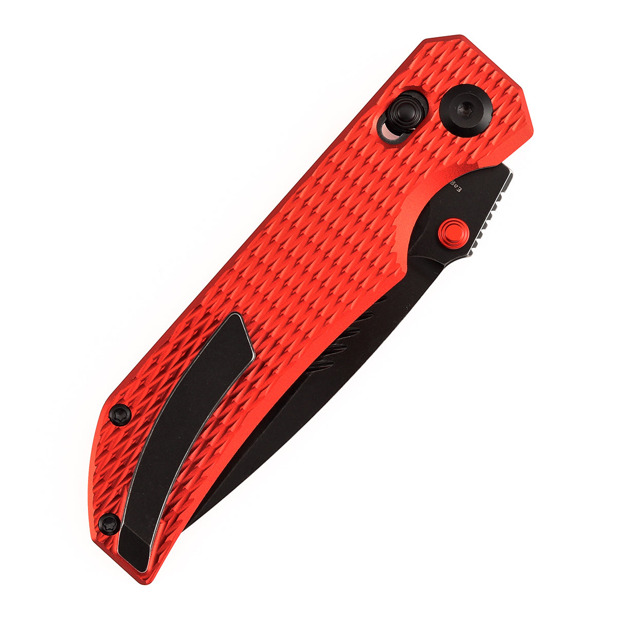 Christmas | Tenable Eaglestrike - Cross Bar Lock - 3.73'' Black Stonewashed Nitro V Blade - Red Anodized Aluminum with Diamond Texture Handle - James Lowe Design-B1095V7