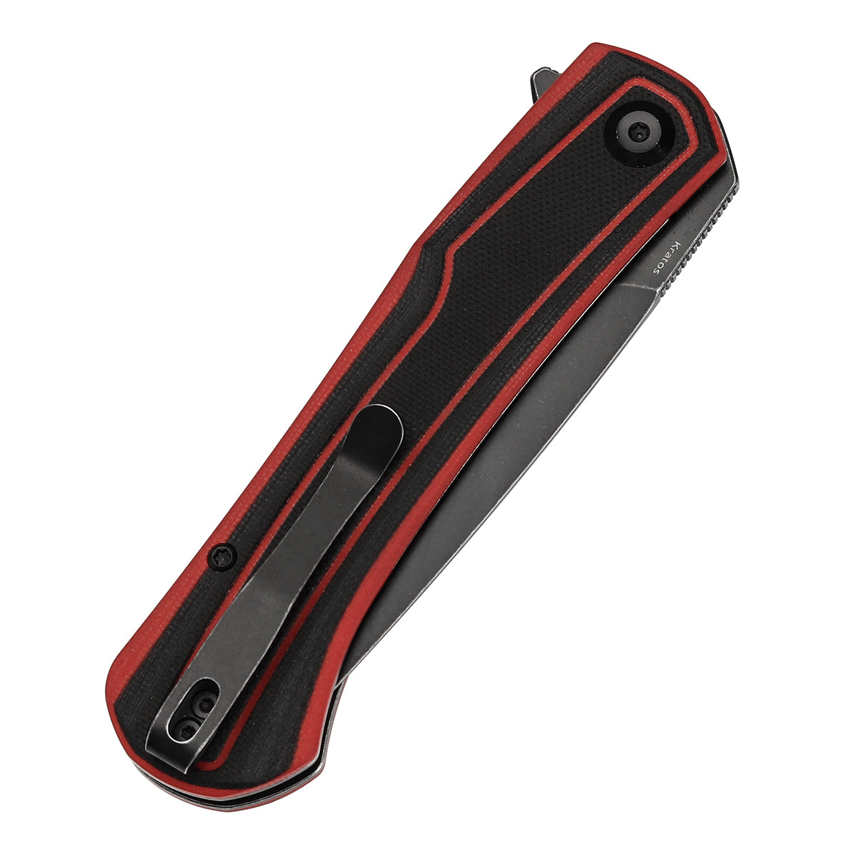 Tenable Kratos Folding Knife Black and Red G10 Handle(3.79" Blackwash Nitro-V Blade) Ostap Hel Design-T1024A1