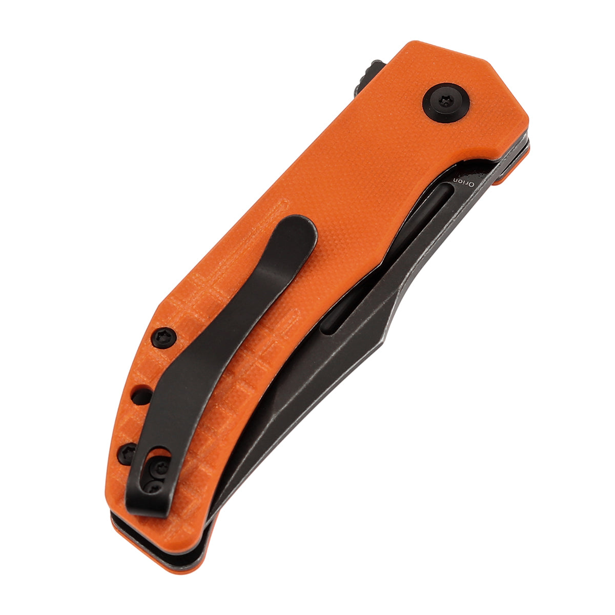Tenable Orion Liner Lock | Orange G10 with Frag Pattern | 3.07" Blackwashed 14C28N | JB Stout Design | B1089A5