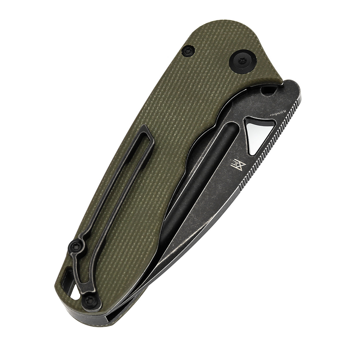 Tenable Bömbur Folding Knife Green Micarta Handle (3.53'' Blackwash D2 Blade) Midgards Messer Design--T1054A4