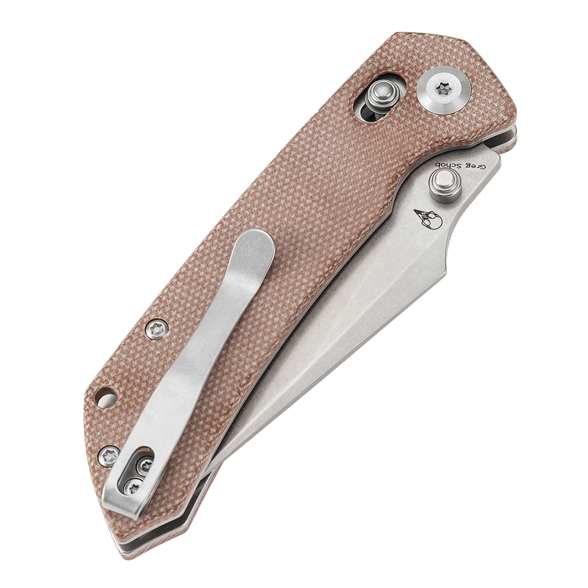 Tenable Fenrir Cross Bar Lock Folding Knife| Brown Micarta | 3.48" Stonewashed Nito-V Blade | Sparrow Knife Design T1034V2