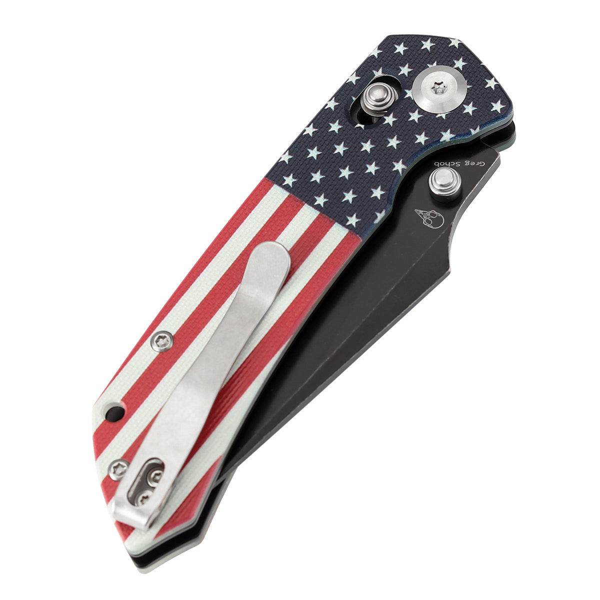 Tenable Fenrir Cross Bar Lock | Jade G10 with American Flag Handle | 3.48" Blackwashed Nitro-V Blade | Sparrow Knife Design | T1034V9