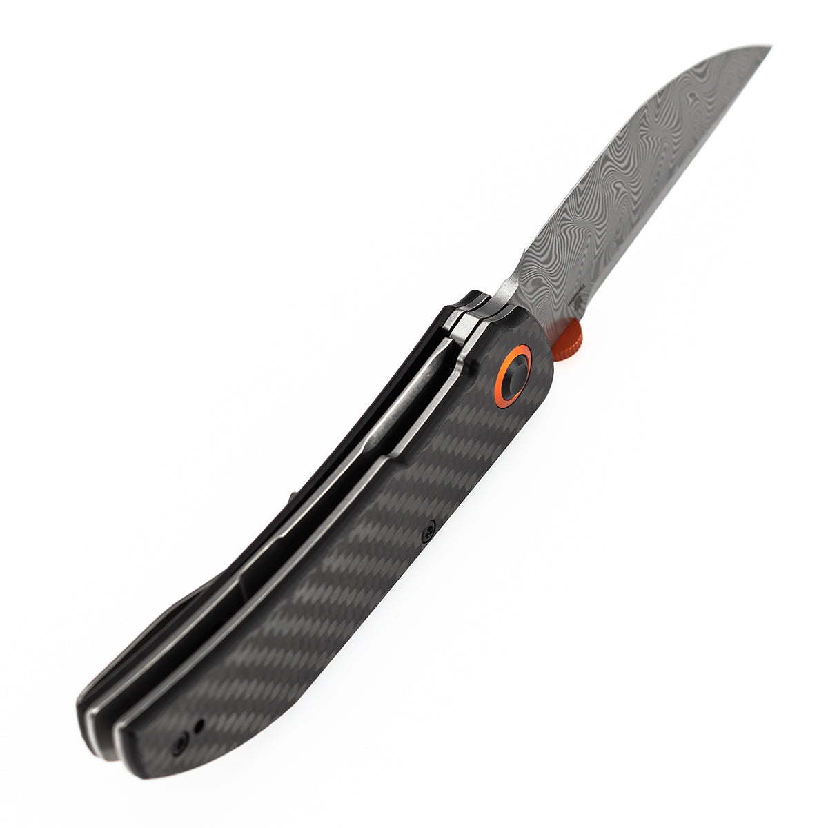 Tenable Tarkin Liner Knife | 3.4" Damascus Blade | Twill Carbon Fiber &G10 Handle | Matthew Christensen Design | B1078A4