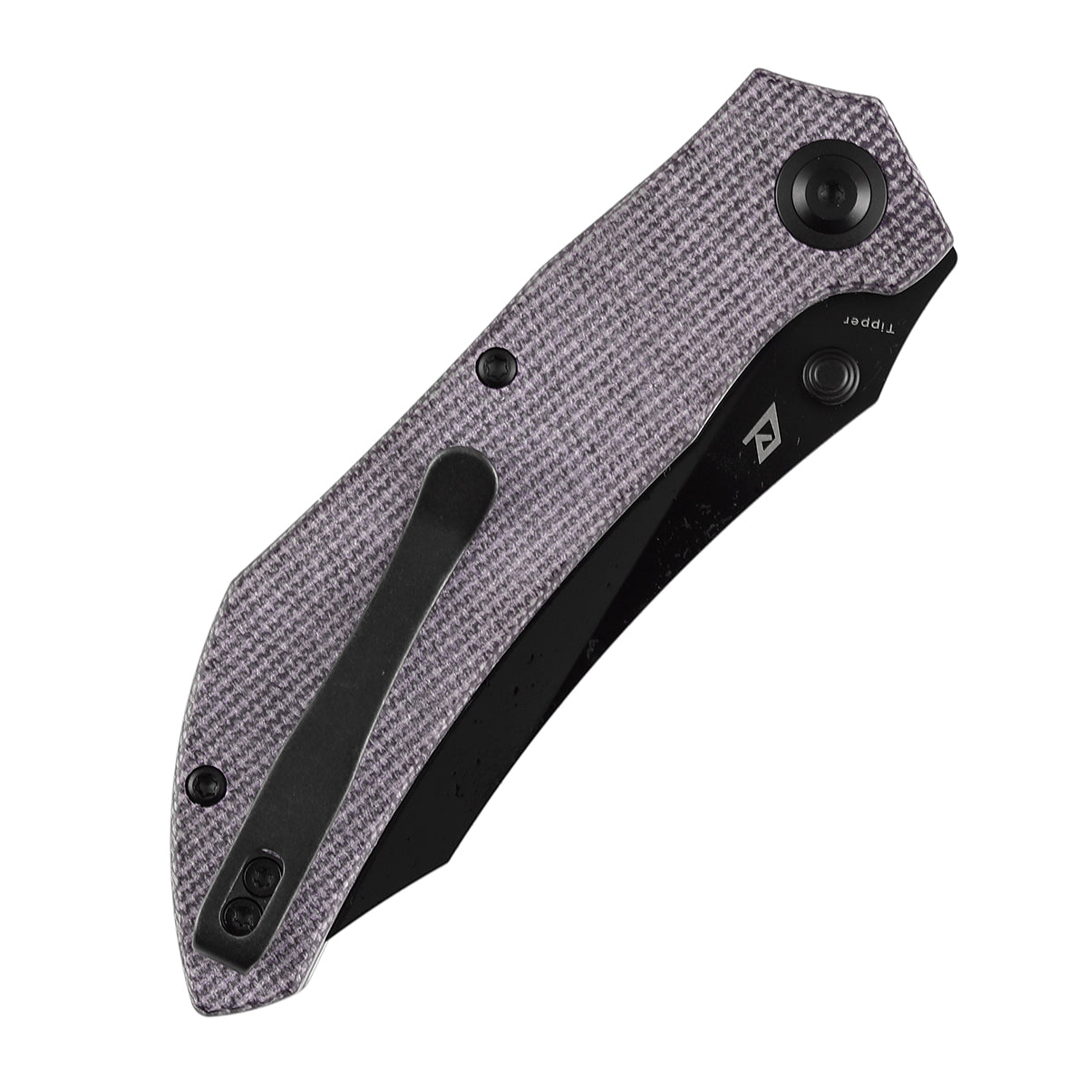 Tenable Tipper Folding Knife | 3.39'' Blackwash Nitro V Blade | Purple Micarta Handle | Edgy Bladeworks Design | B1079A2