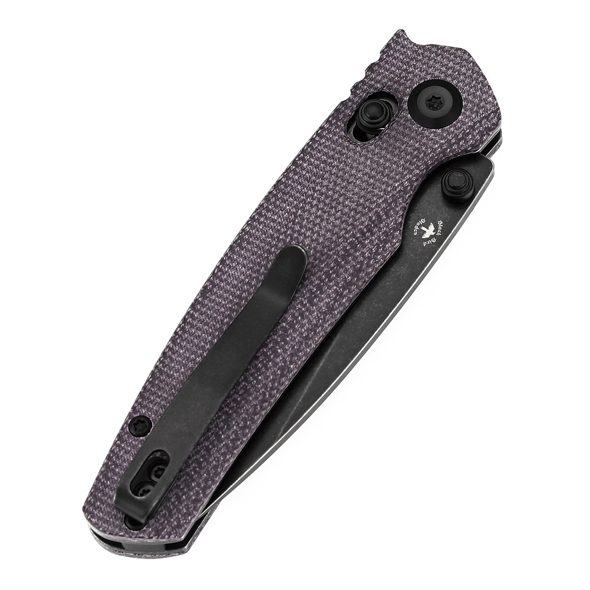 Tenable Raven Cross Bar Lock Folding Knife | 3.14" Blackwash 14C28N Blade | Purple Micarta Handle | Black Bird Blades Design -T2109V7