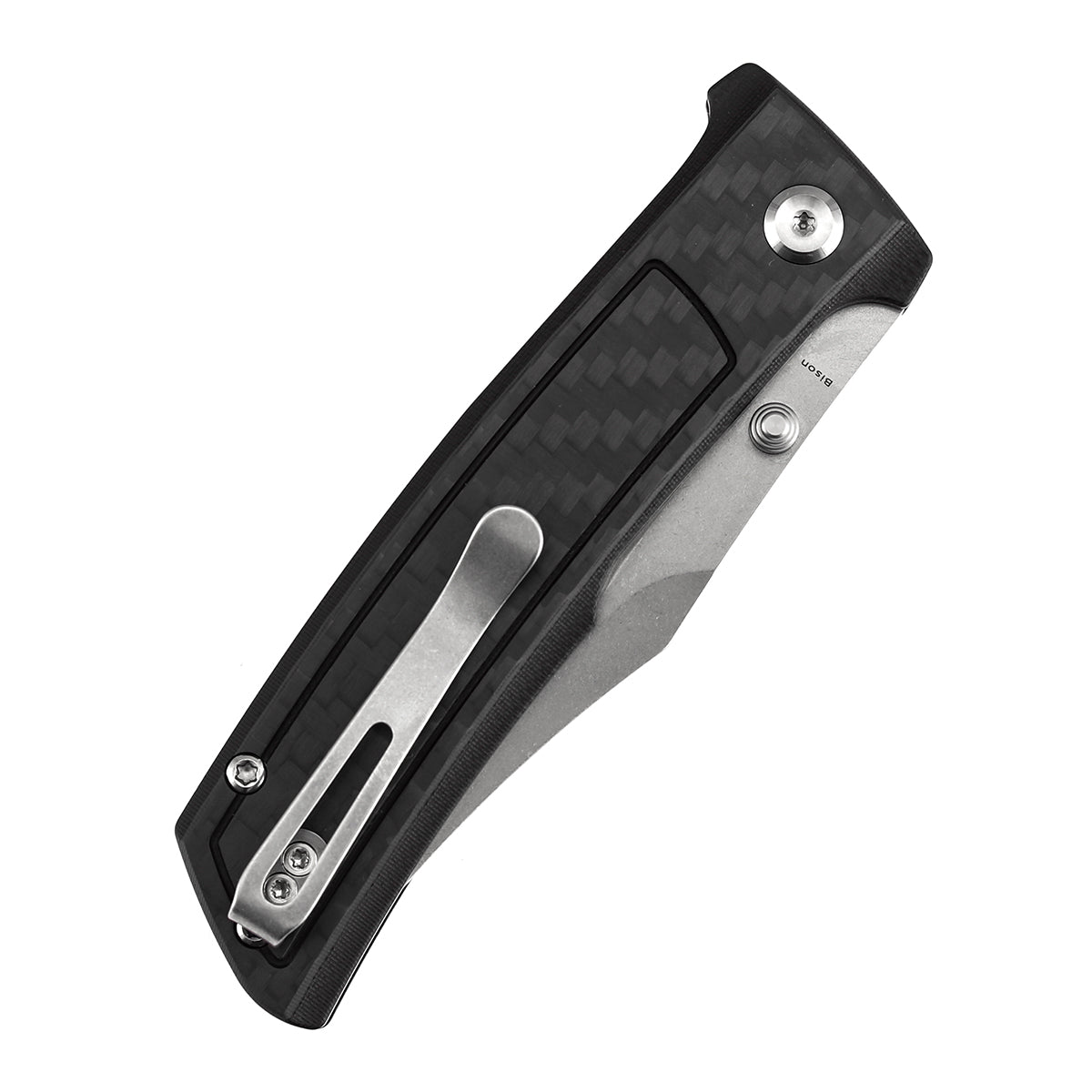 Tenable Bison Folding Knife | 3.24'' Stonewashed Nitro V Blade | Twill Carbon FIber & G10 Handle | Ray Laconico Knives Design | B2108A4