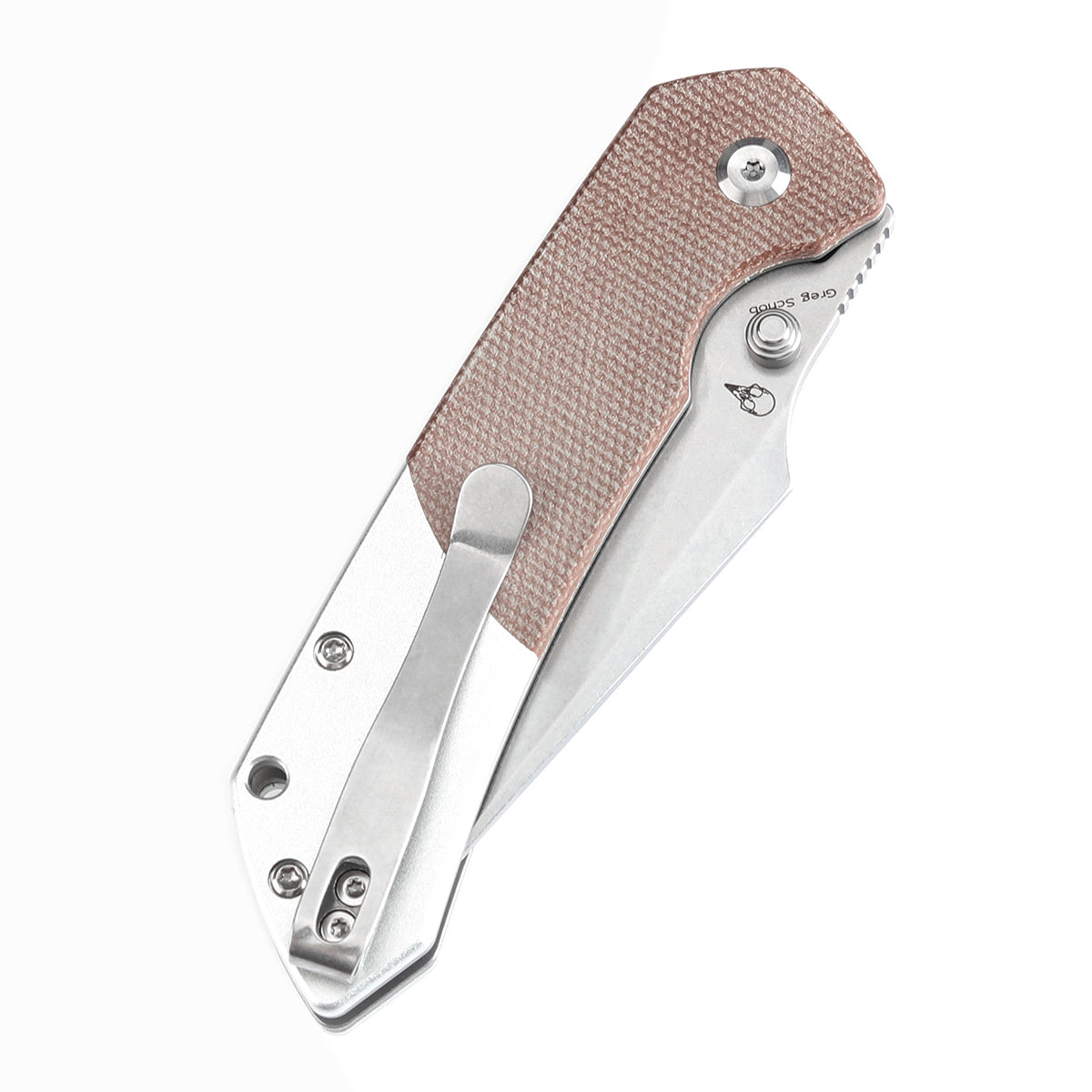 Going Gear Exclusive Tenable Fenrir Button Lock Knife Brown Micarta & Plain Aluminum Handle (3.4" Rose Gold 14C28N) T1034S4