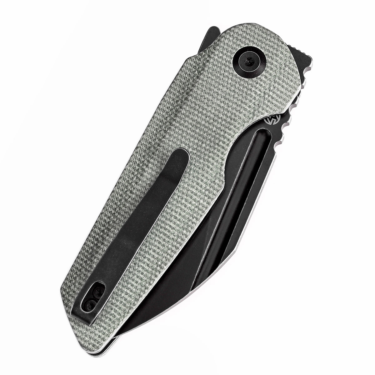 Tenable Rafe L Folding Knife Green Micarta Handle (3.19" Black Stonewashed 14C28N Blade) 4T5 Design--T1048A1