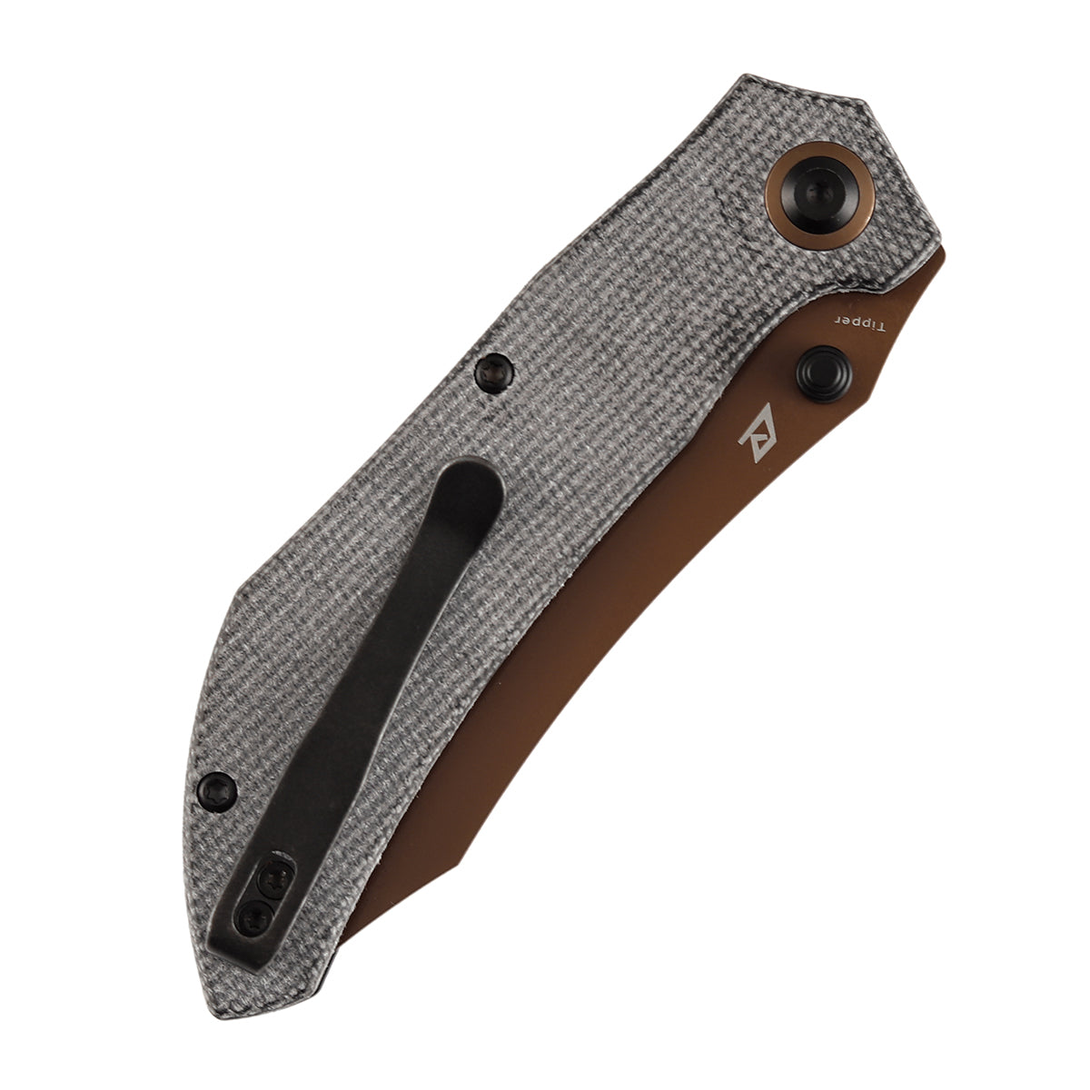 Tenable Tipper Folding Knife | 3.39'' Rose Gold Nitro V Blade | Black Micarta Handle | Edgy Bladeworks Design | B1079A1