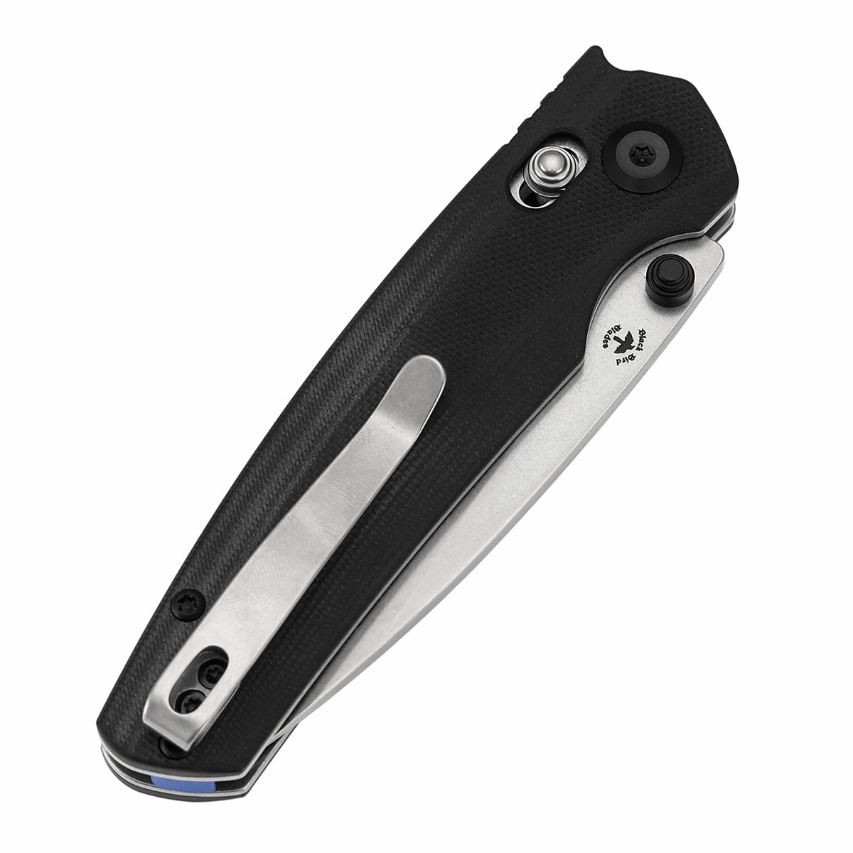 Tenable Raven Cross Bar Lock Folding Knife | 3.14" Stonewashed 14C28N Blade | Black G10 Handle | Black Bird Blades Design - T2109V4