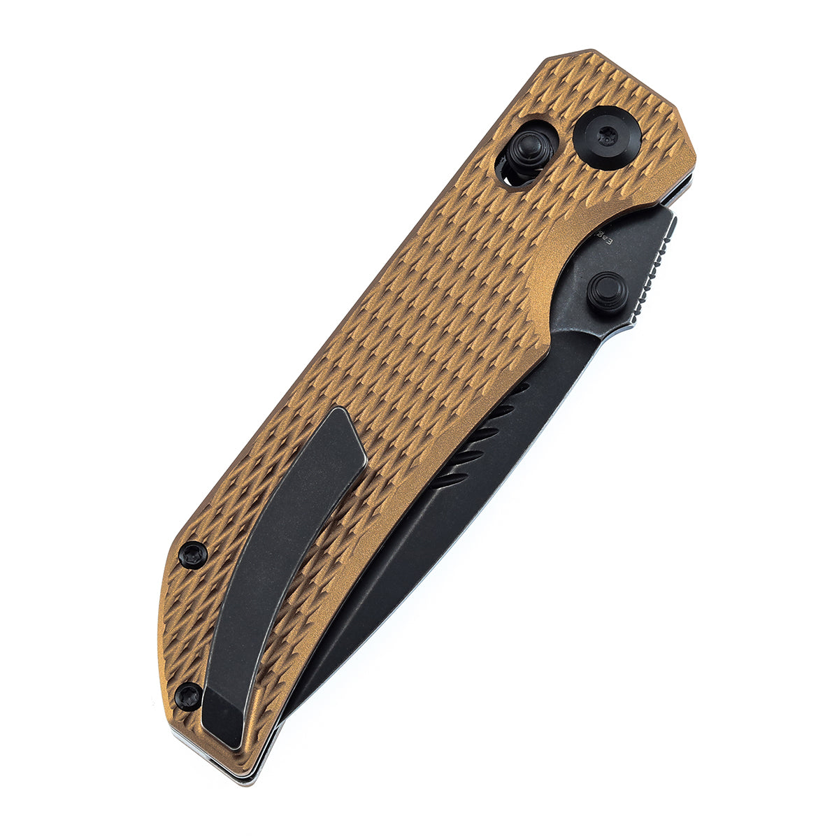 Tenable Eaglestrike | Cross Bar Lock | 3.73'' Black Stonewashed Nitro V Blade |Bronze Anodized Aluminum with Diamond Pattern Handle | James Lowe Design-B1095V5