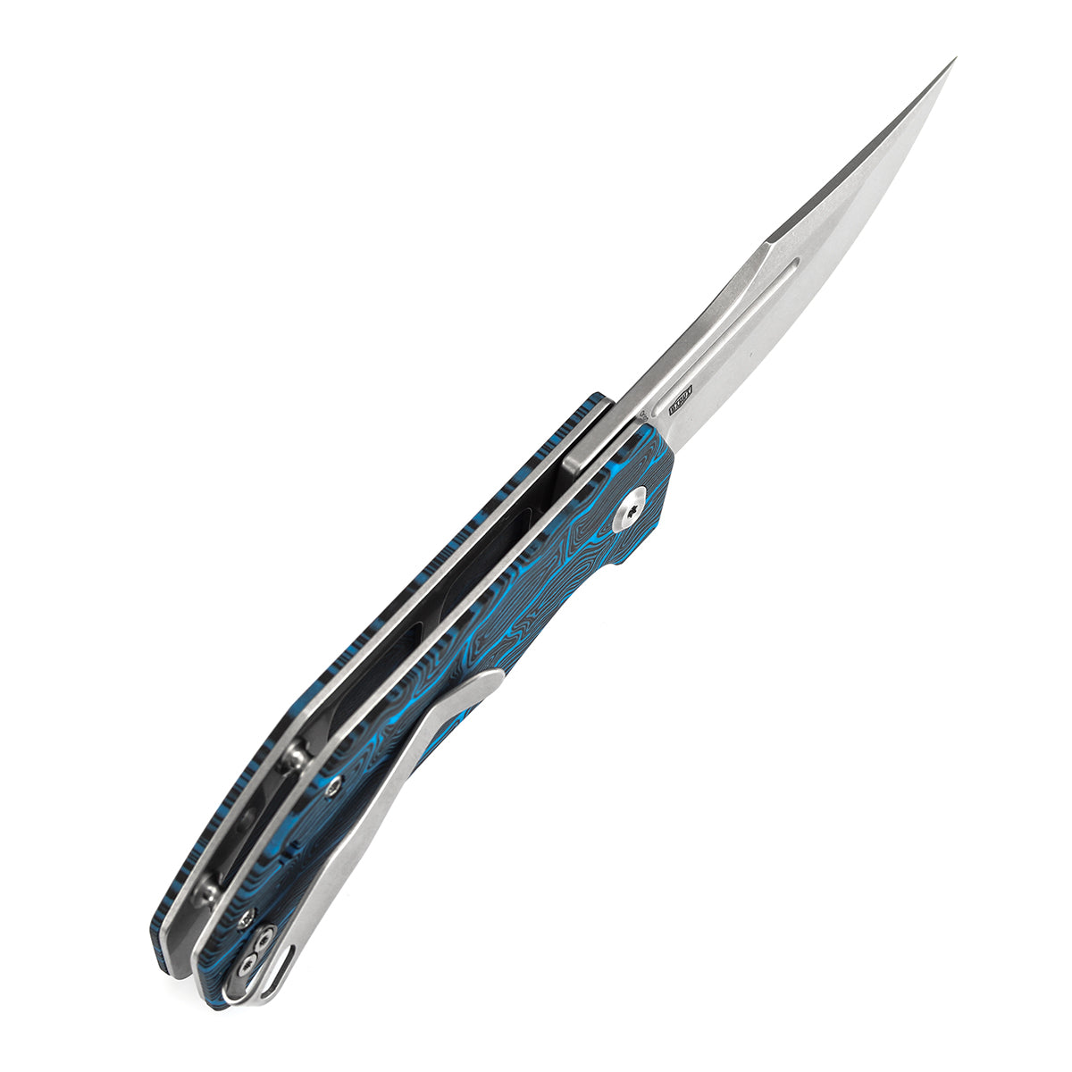 Tenable Orion Flipper Folding Knife | Blue Topo G-mascus Handle | Stonewashed 14C28N | JB Stout Design | B1089A1