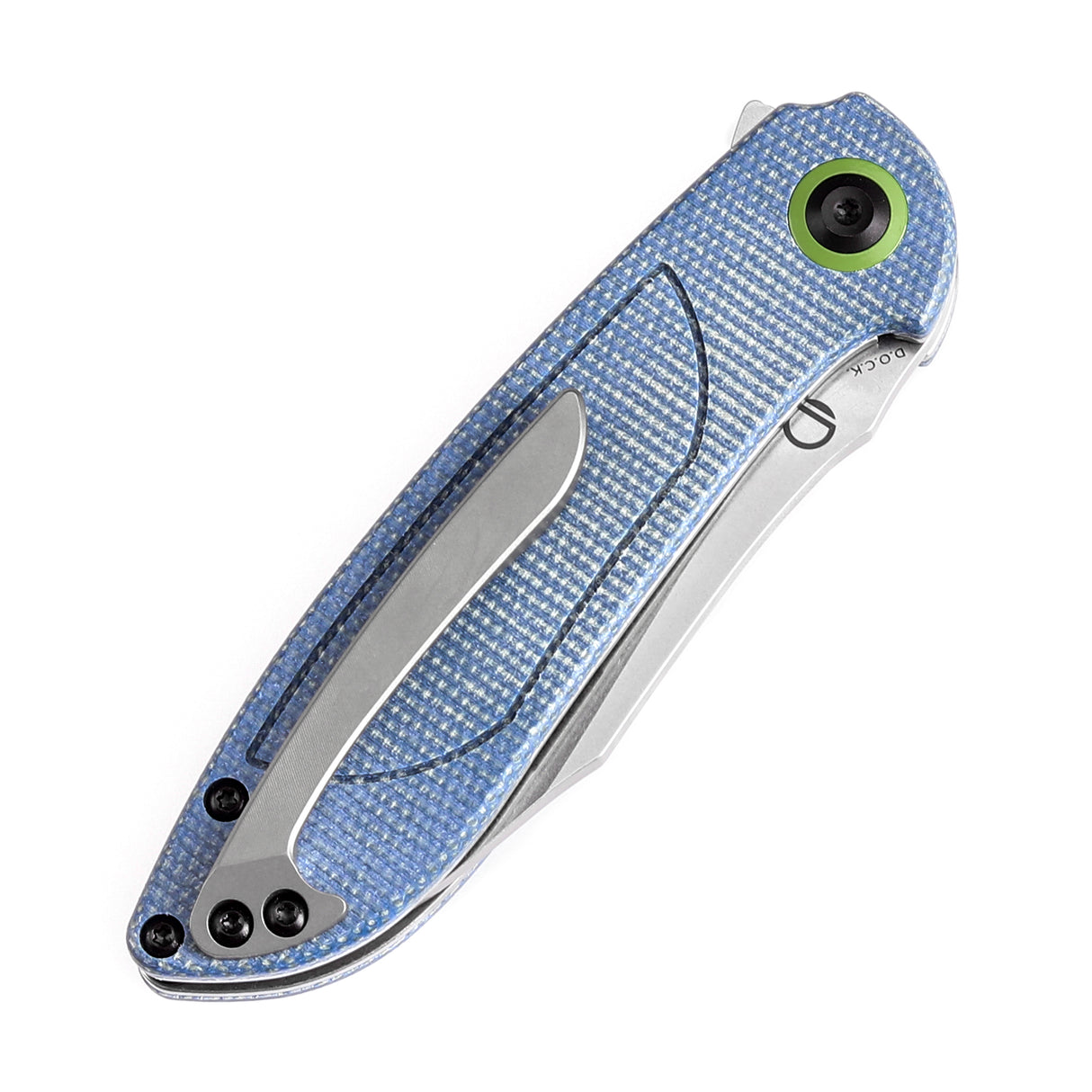 Tenable Prometheus Folding Knife Blue Micarta Handle(3.29'' Stonewashed 14C28N Blade)D.O.C.K. Design-T1040A3
