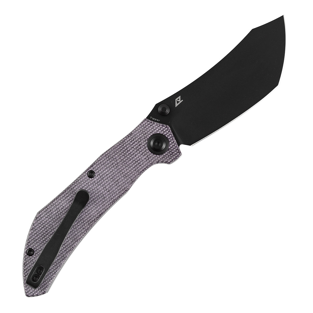 Tenable Tipper Folding Knife | 3.39'' Blackwash Nitro V Blade | Purple Micarta Handle | Edgy Bladeworks Design | B1079A2