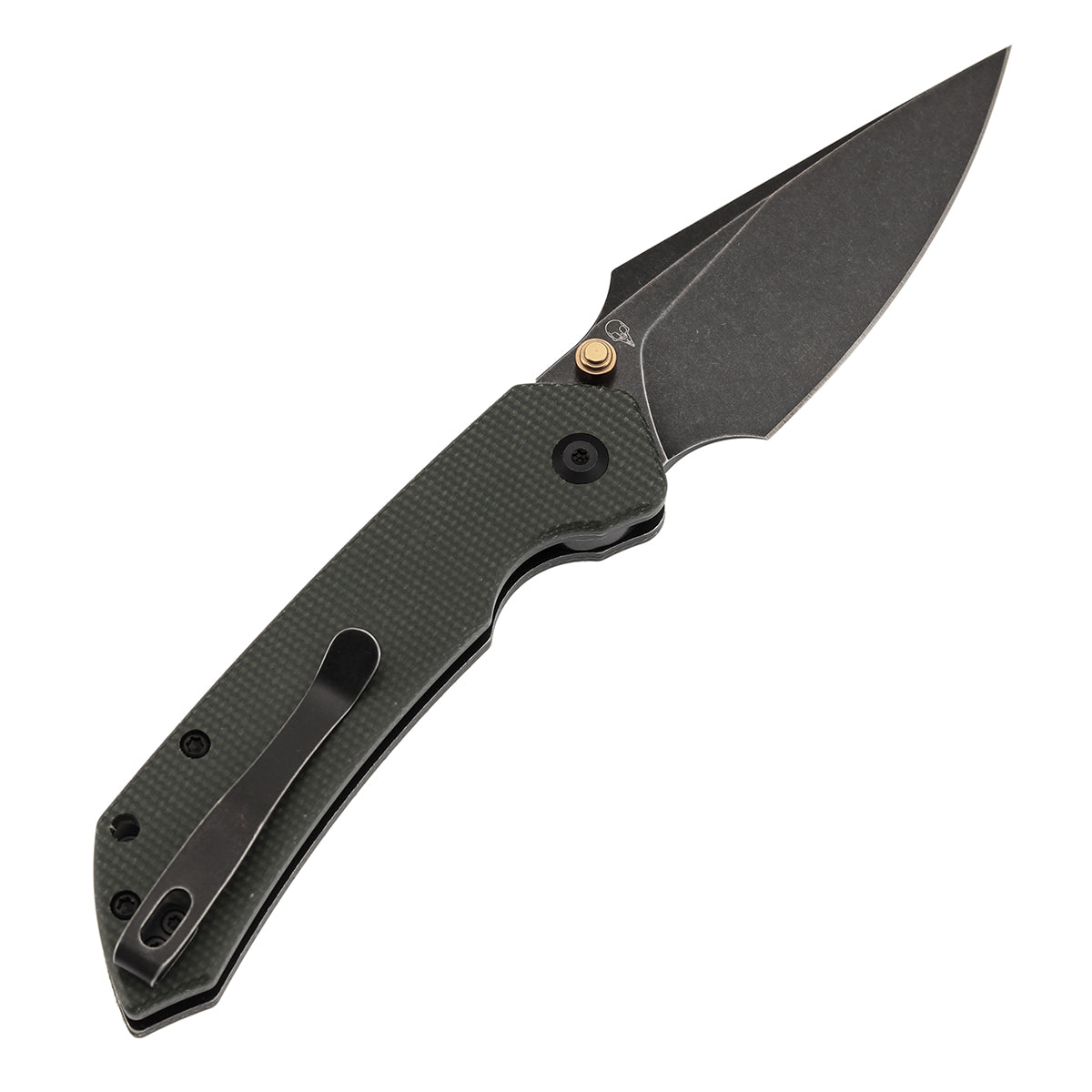 Tenable Fenrir Top Liner Lock Folding Knife| Green Micarta Handle | 3.48“ Blackwashed Nitro-V Blade | Sparrow Knife Design | B1034H4