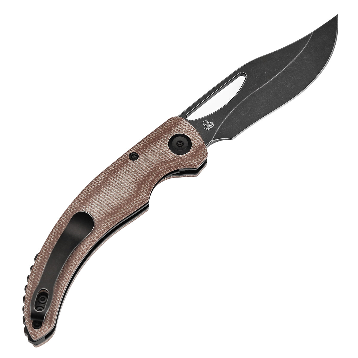 Tenable Gideon Folding Knife - 3.5'' Blackwash Nitro-V Point Blade - Brown Micarta Handle - Dead Sober Design - T1119A2